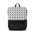 Monochrome Diagonal Script Backpack – Casual Shoulder Daypack