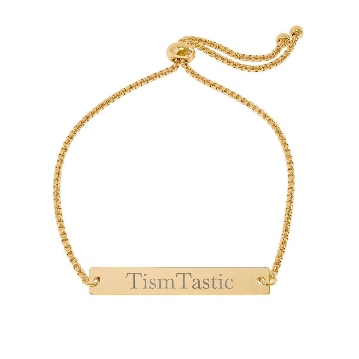 Personalized Flat Bar TismTastic Bracelet — Adjustable Engraved Nameplate