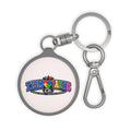Tismtastic Logo Keyring Tag — White background Round Metal Keychain with Carabiner Clip